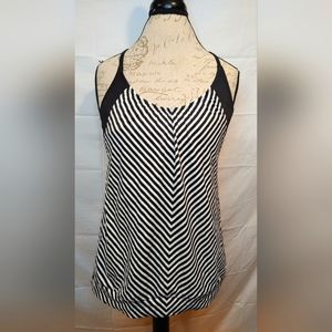 Athleta Slash Stripe Blousy Women's Tankini Black Stripe Size 38 B/C